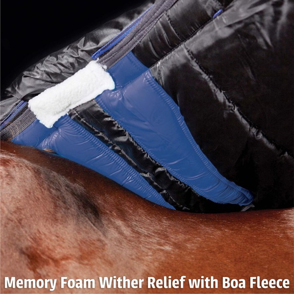 WeatherBeeta ComFiTec Premier Free II Medium-Lite Detach-A-Neck Turnout Rug - Blue / Grey